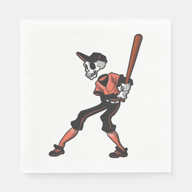 Basballskelettdesign för basebollspelare pappersservett (Framsidan)