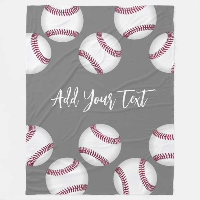 Basbollsport älskare lägg till ditt namn eller grå fleecefilt (Framsidan)
