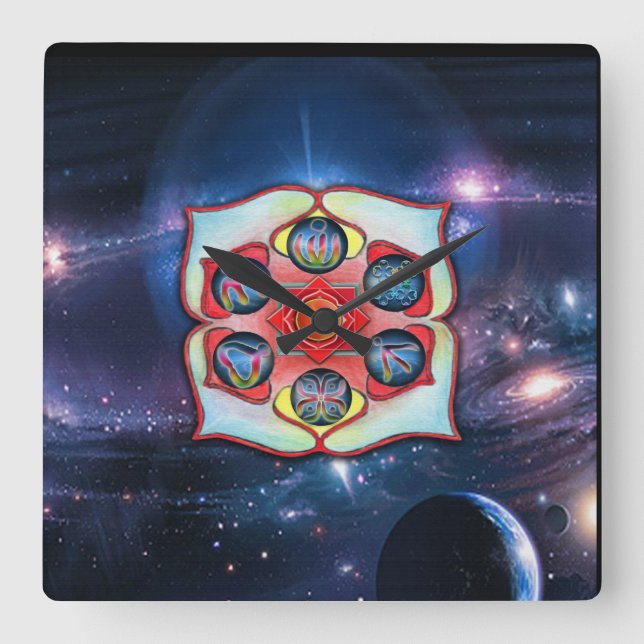 Base Chakra Fyrkantig Klocka (Framsida)