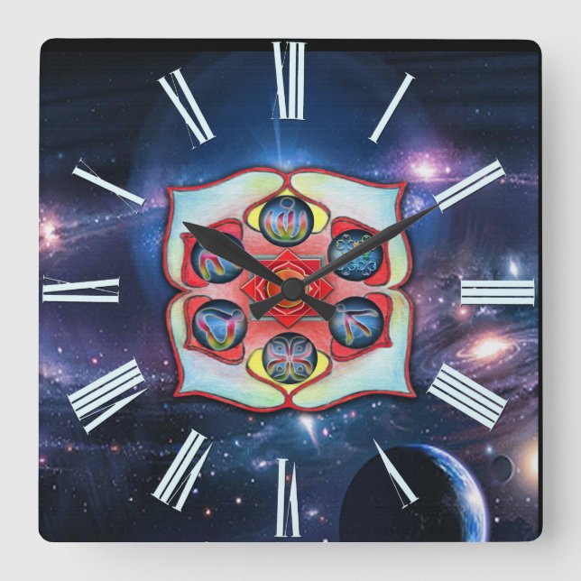 Base Chakra Fyrkantig Klocka (Framsida)