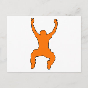 BASE Jumper Silhouette Free Falling Jump Vykort