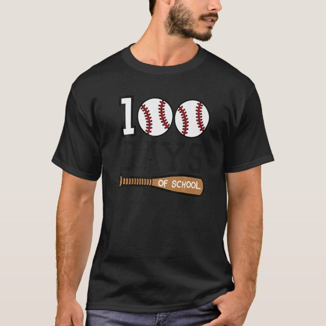 Baseball 100 dagar i Lycklig 100 dagars Teache T Shirt (Framsida)