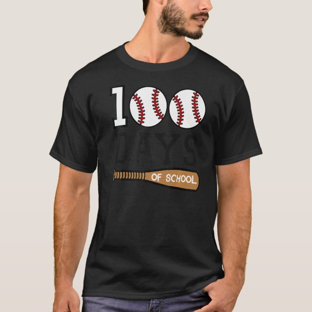 Baseball 100 Days of School Happy 100th Day Teache T Shirt (Framsida)