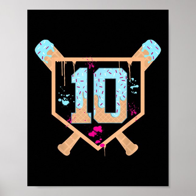 Baseball 10 år gammal iskräppsdropp 10:e födelseda poster (Framsidan)