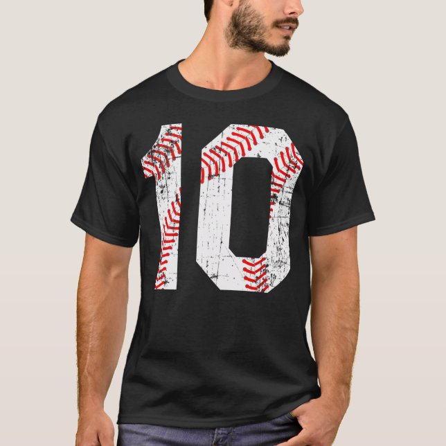 Baseball 10 Jersey-nummer T Shirt (Framsida)