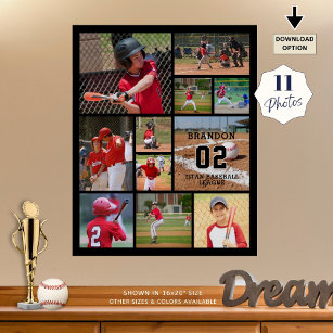 Baseball 11 Photo Collage Personlig Poster