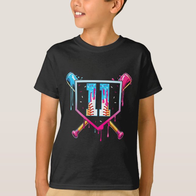 Baseball 11 Year Old Ice Cream Drip 11th Birthday  T Shirt (Framsida)