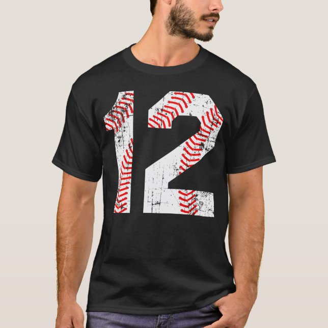 Baseball 12 Jersey-nummer T Shirt (Framsida)