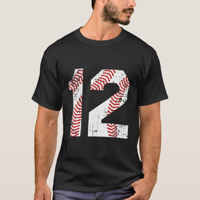 Baseball 12 Jersey-nummer T Shirt (Framsida)