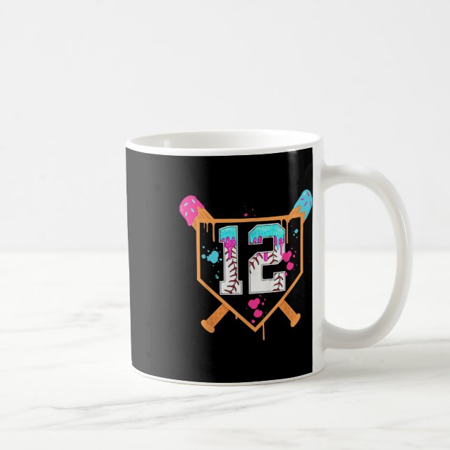 Baseball 12th Birthday Boy Ice Cream Drip 12 Year  Kaffemugg (Höger)