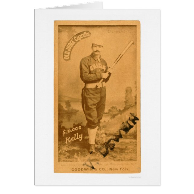 Baseball 1887 för $10000 kung Kelly Hälsningskort (Framsidan)