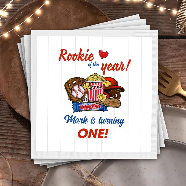 Baseball 1:a födelsedag Party Napkins Pappersservett (Skapare uppladdad)