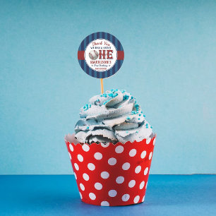 Baseball 1:a födelsedag runt klistermärke