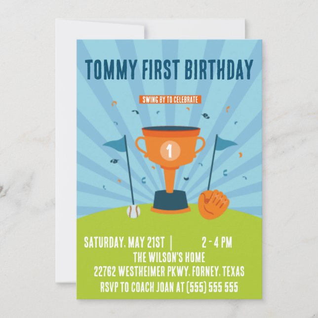 Baseball 1:a födelsedag Sporttema (Framsida)