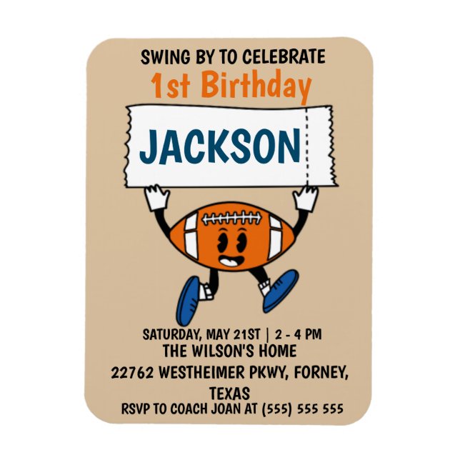 Baseball 1:a födelsedag Sporttema Magnet (Vertikal)