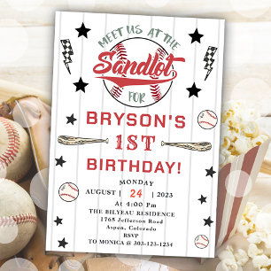 Baseball 1:a födelsedag Vintage Rookie Party Inbjudningar