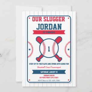 Baseball 1:a födelsedagsinbjudan - All-Star Slugge Inbjudningar
