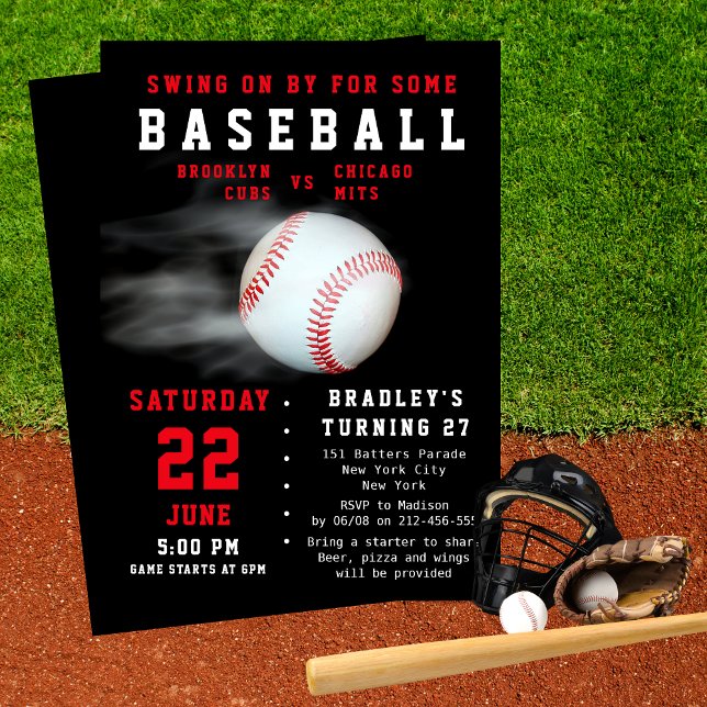 Baseball, 27:e födelsedagsdagen Sports Party Game  Inbjudningar (Skapare uppladdad)