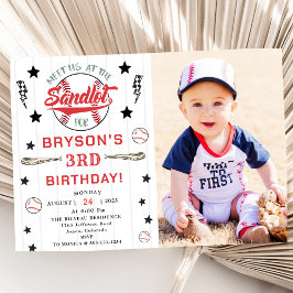 Baseball 3:e födelsedag Vintage Rookie Party Inbjudningar