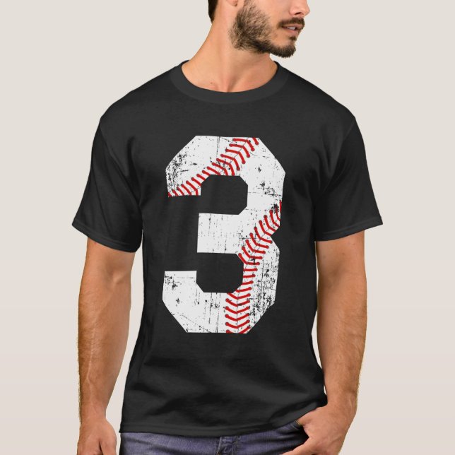 Baseball 3 Jersey Number T Shirt (Framsida)