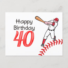 Baseball 40:e födelsedagen med spelare vykort