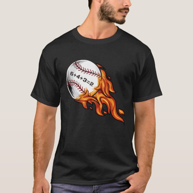 Baseball 6432 Dubbla Play 6+4+3=2 Softball Math T Shirt (Framsida)