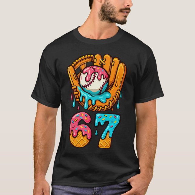 Baseball 67 Glass-ström 67 Six Seven Meme 67:e  T Shirt (Framsida)
