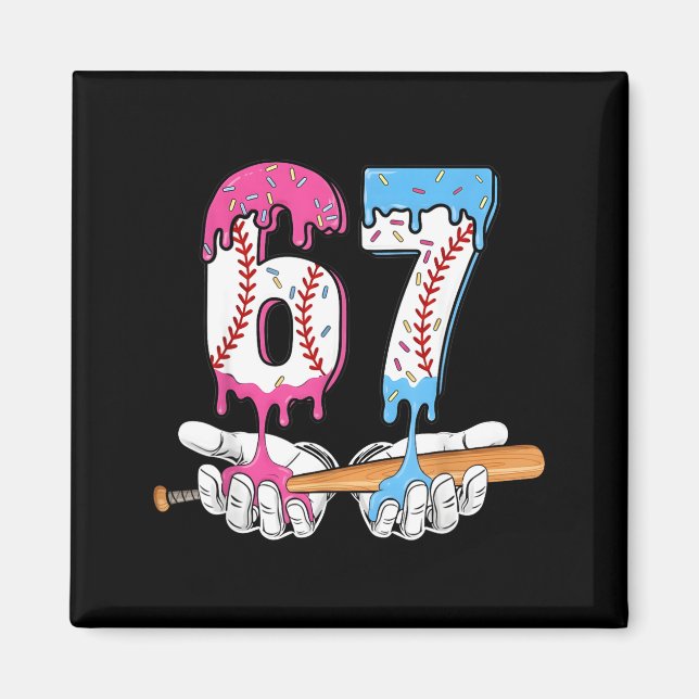 Baseball 67 Ice Cream Drip Six Seven Boys Funny Me Magnet (Framsidan)