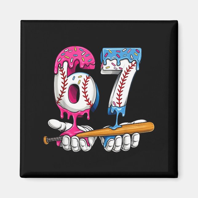 Baseball 67 Ice Cream Drip Six Seven Boys Funny Me Magnet (Framsidan)