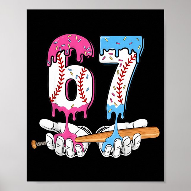 Baseball 67 Ice Cream Drip Six Seven Boys Funny Me Poster (Framsidan)