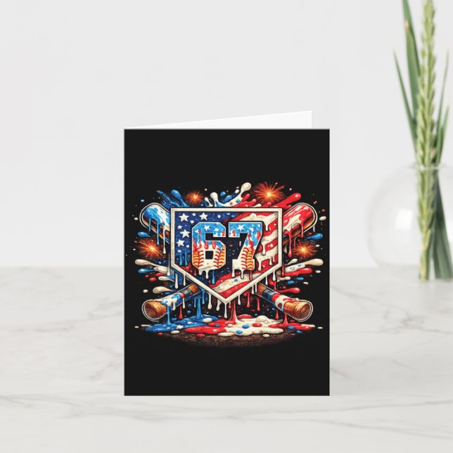 Baseball 67 Meme 4 juli Drip Glass Amerikansk Kort (Framsida)