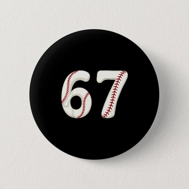 Baseball 67 Number Funny Six Seven Gen Alpha Meme  Knapp (Framsida)