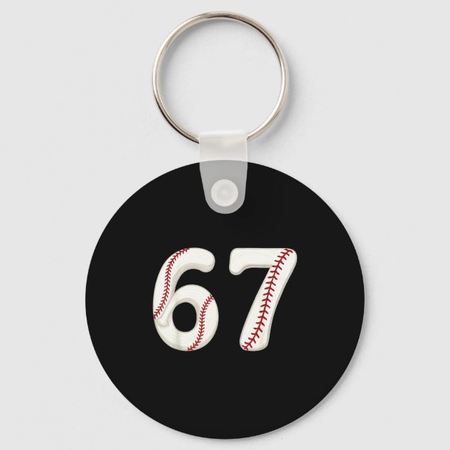 Baseball 67 Number Funny Six Seven Gen Alpha Meme  Nyckelring (Framsida)