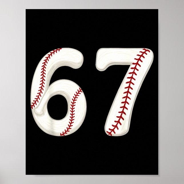 Baseball 67 Number Funny Six Seven Gen Alpha Meme  Poster (Framsidan)