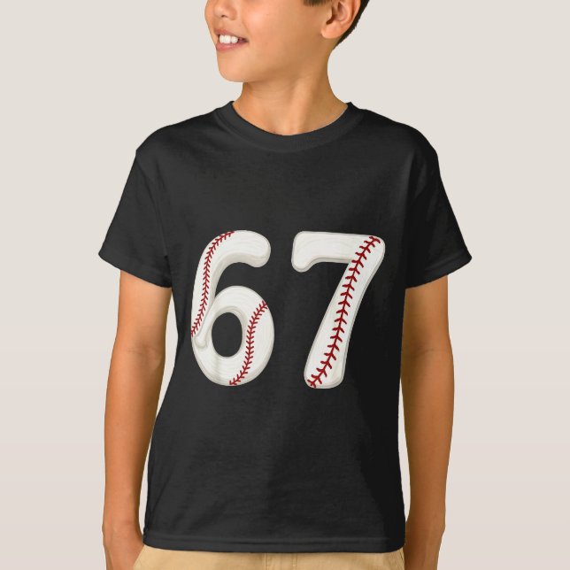 Baseball 67 Number Funny Six Seven Gen Alpha Meme  T Shirt (Framsida)
