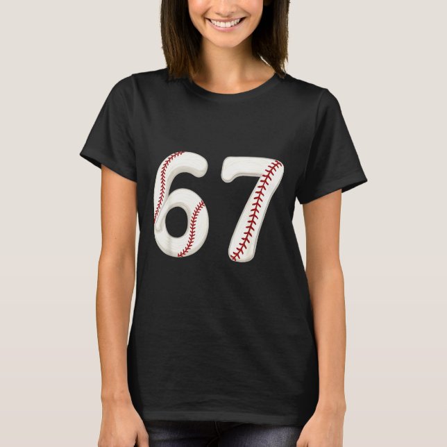 Baseball 67 Number Funny Six Seven Gen Alpha Meme  T Shirt (Framsida)