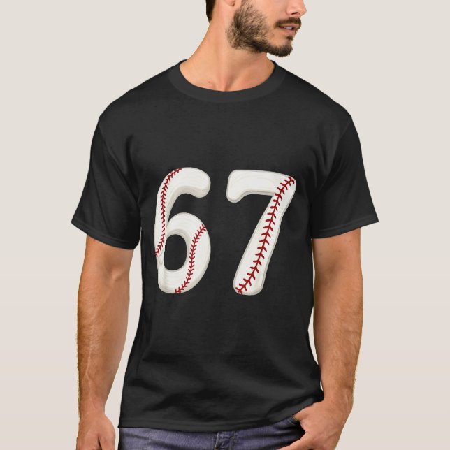 Baseball 67 Number Funny Six Seven Gen Alpha Meme  T Shirt (Framsida)