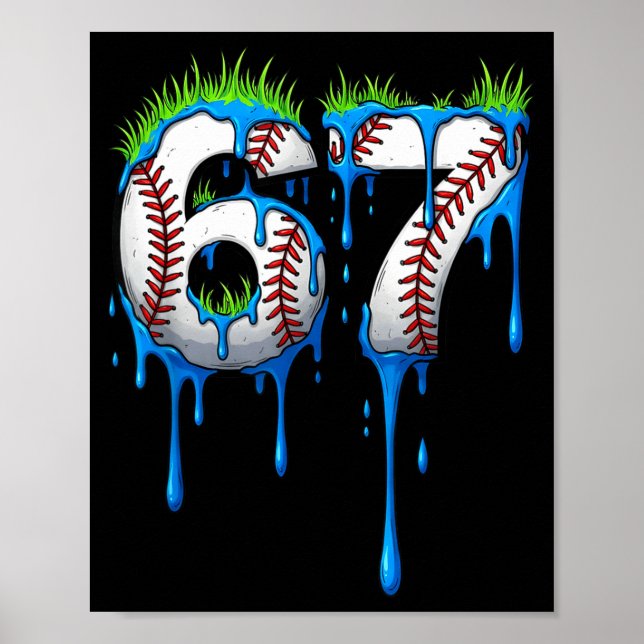 Baseball 67 Six Seven Funny Gen Alpha Meme Blue Dr Poster (Framsidan)