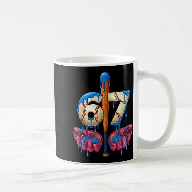 Baseball 67 Six Seven Funny Gen Alpha Meme Drip  Kaffemugg (Höger)