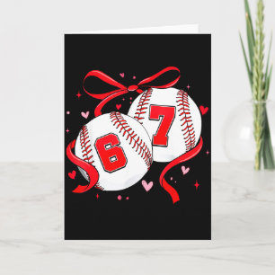 Baseball 67 Six Seven Meme Coquette Bow Alla hjärt Kort