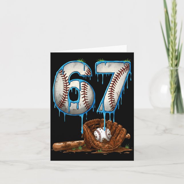 Baseball 67 six seven meme funny 6-7 drip baseball kort (Framsida)