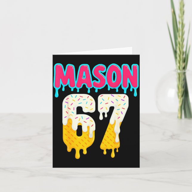 Baseball 6 7 Ice Cream Drip Number 67 Funny Six Se Kort (Framsida)