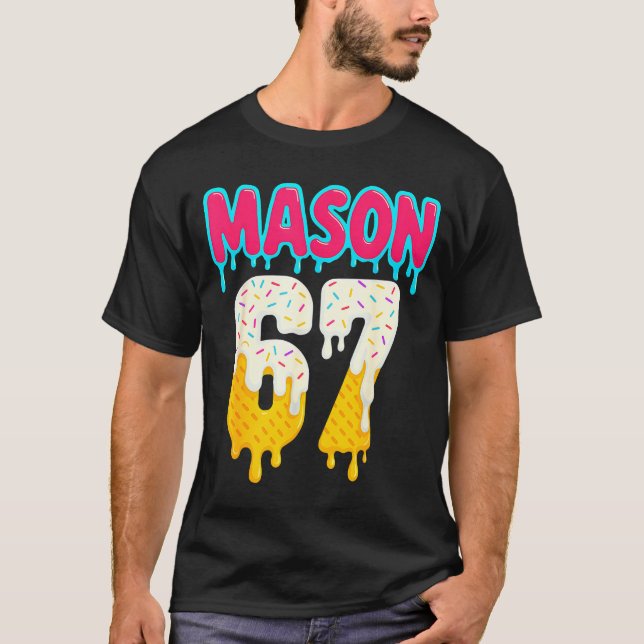 Baseball 6 7 Ice Cream Drip Number 67 Funny Six Se T Shirt (Framsida)