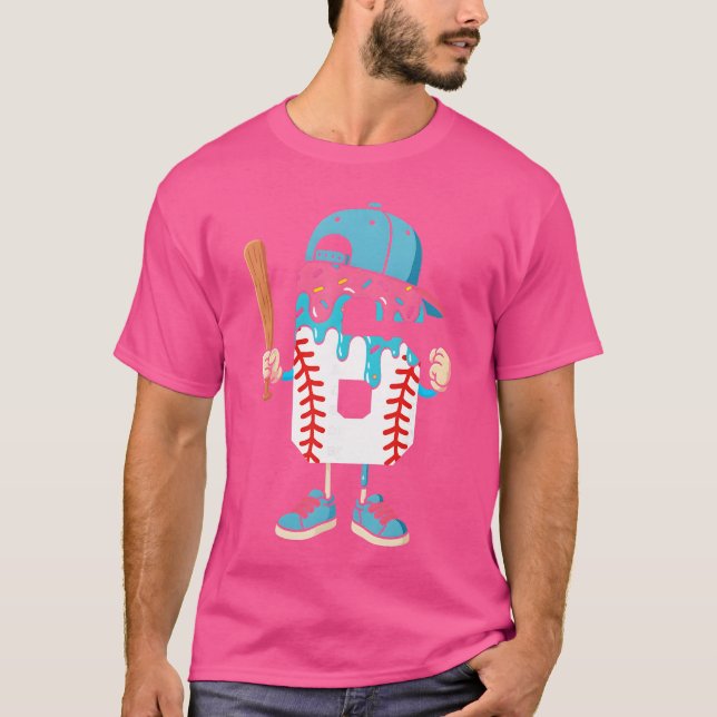 Baseball 6 Year Old Ice Cream Drip 6th Birthday Bo T Shirt (Framsida)