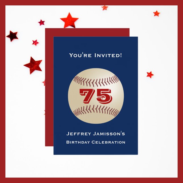 Baseball 75:e Födelsedagsfest inbjudan (Skapare uppladdad)