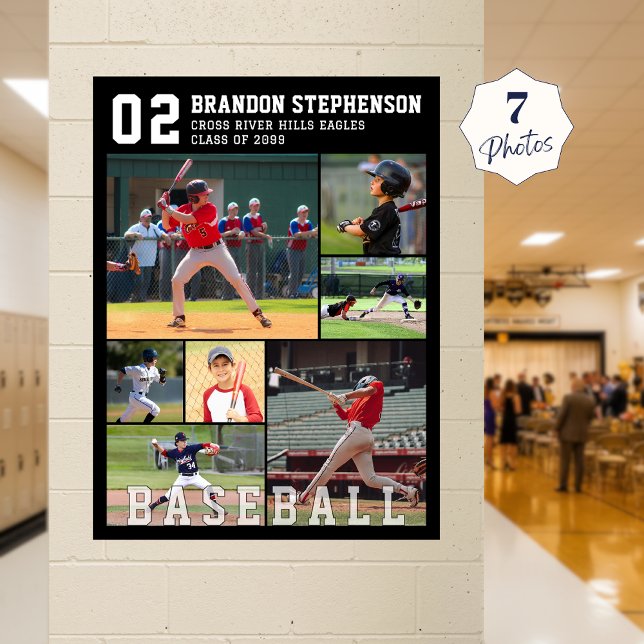 Baseball 7 Photo Player Name and Number Poster (Skapare uppladdad)
