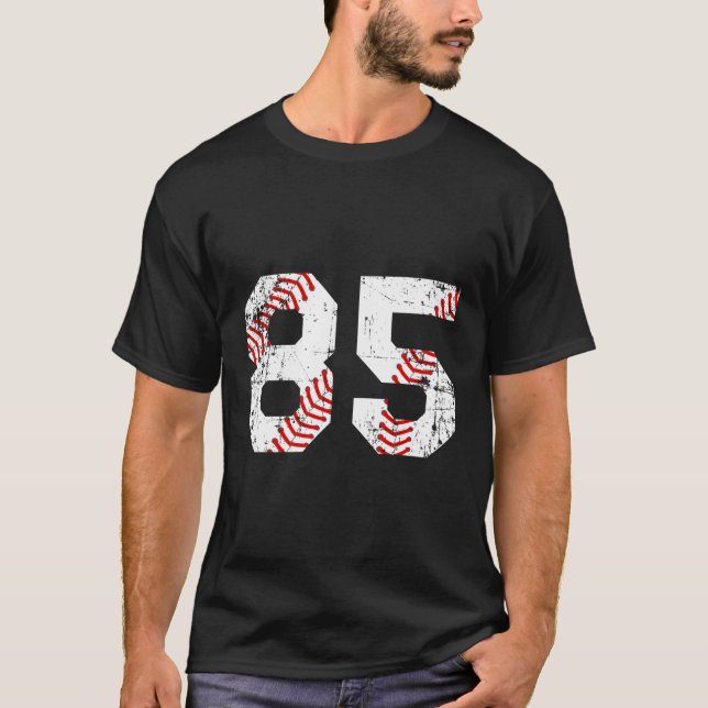 Baseball 85 Jersey-nummer T Shirt (Framsida)