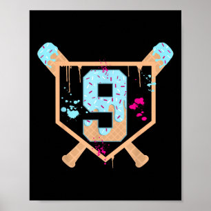 Baseball 9-årig iskräppsdropp 9:e födelsedag poster