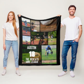 Baseball 9 Photo Collage Personlig Poster Fleecefilt