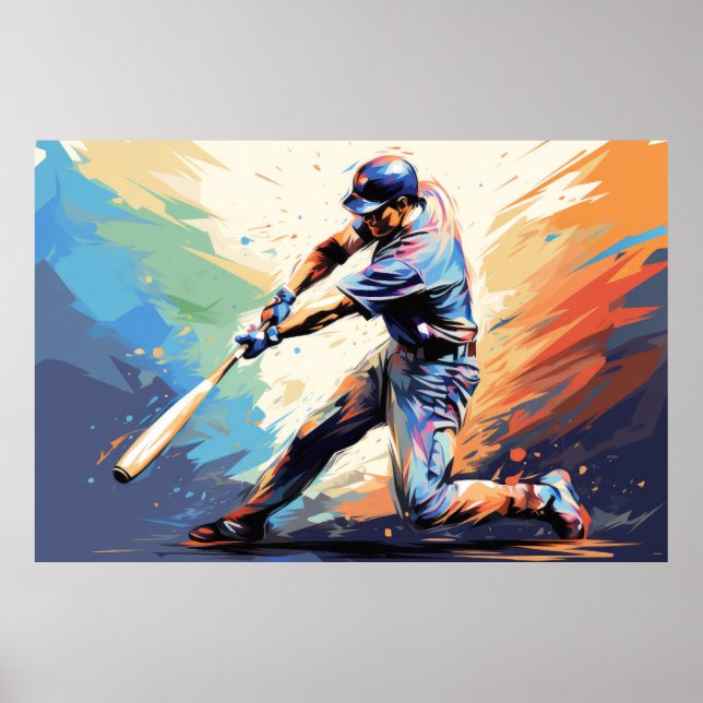 Baseball Action Sport Paeing Abstrakt Art Decor Poster (Framsidan)
